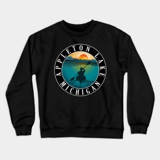 Appleton Lake Kayaking Michigan Sunset Crewneck Sweatshirt